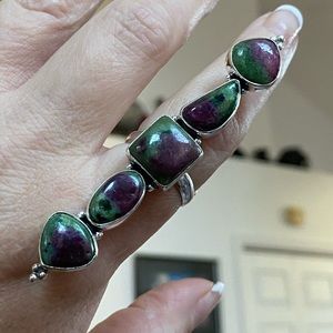 Ruby Zoisite super long sterling ring